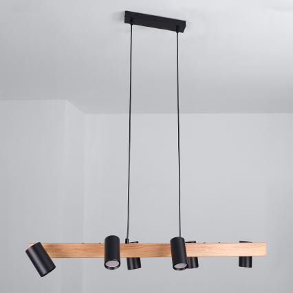 BRILAGI - Pendelleuchte an Kabel SELE 6xGU10/30W/230V schwarz/Eiche-Dekor