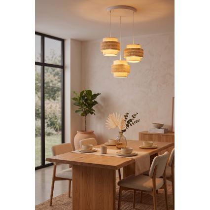 Brilagi - Pendelleuchte an Kabel SPACE 3x E27, max. 60 W, 230 V, Ø 40 cm, beige/cremefarben