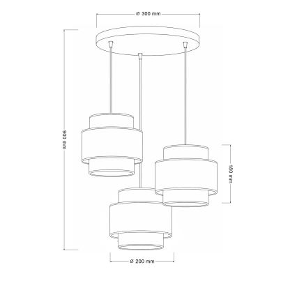 Brilagi - Pendelleuchte an Kabel SPACE 3x E27, max. 60 W, 230 V, Ø 40 cm, beige/cremefarben
