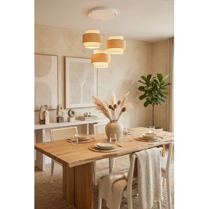 Brilagi - Pendelleuchte an Kabel SPACE 3xE27/60W/230V Ø 40 cm Beige/Creme