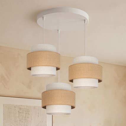 Brilagi - Pendelleuchte an Kabel SPACE 3xE27/60W/230V Ø 40 cm Beige/Creme