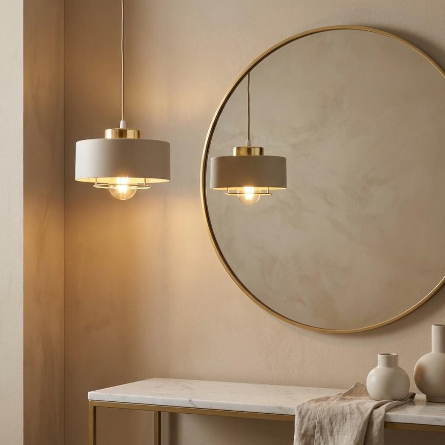 Brilagi - Pendelleuchte an Kabel SPRING 1xE27/60W/230V Ø 20 cm beige/gold
