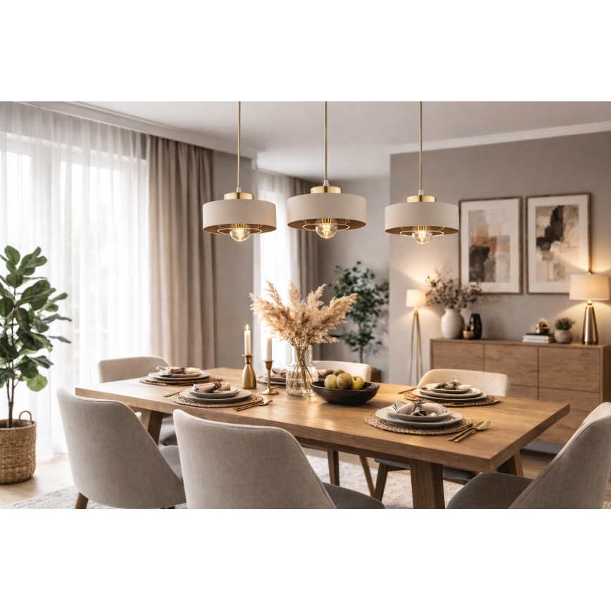 Brilagi - Pendelleuchte an Kabel SPRING 1xE27/60W/230V Ø 20 cm beige/gold