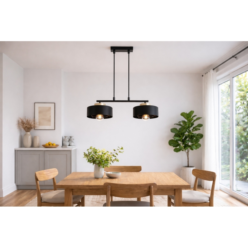 Brilagi - Pendelleuchte an Kabel SPRING 2xE27/60W/230V schwarz/gold