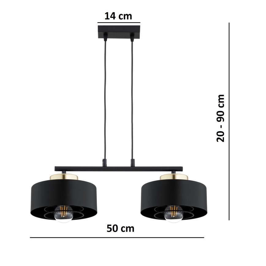Brilagi - Pendelleuchte an Kabel SPRING 2xE27/60W/230V schwarz/gold