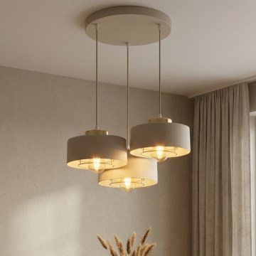 Brilagi - Pendelleuchte an Kabel SPRING 3xE27/60W/230V beige/gold