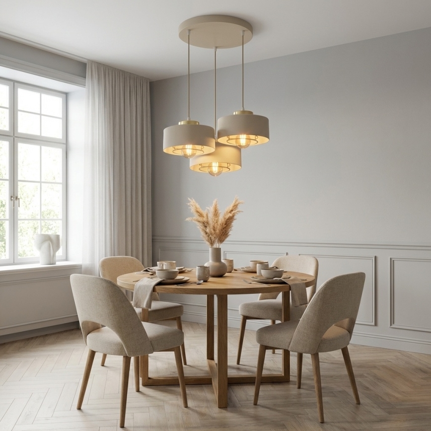 Brilagi - Pendelleuchte an Kabel SPRING 3xE27/60W/230V beige/gold