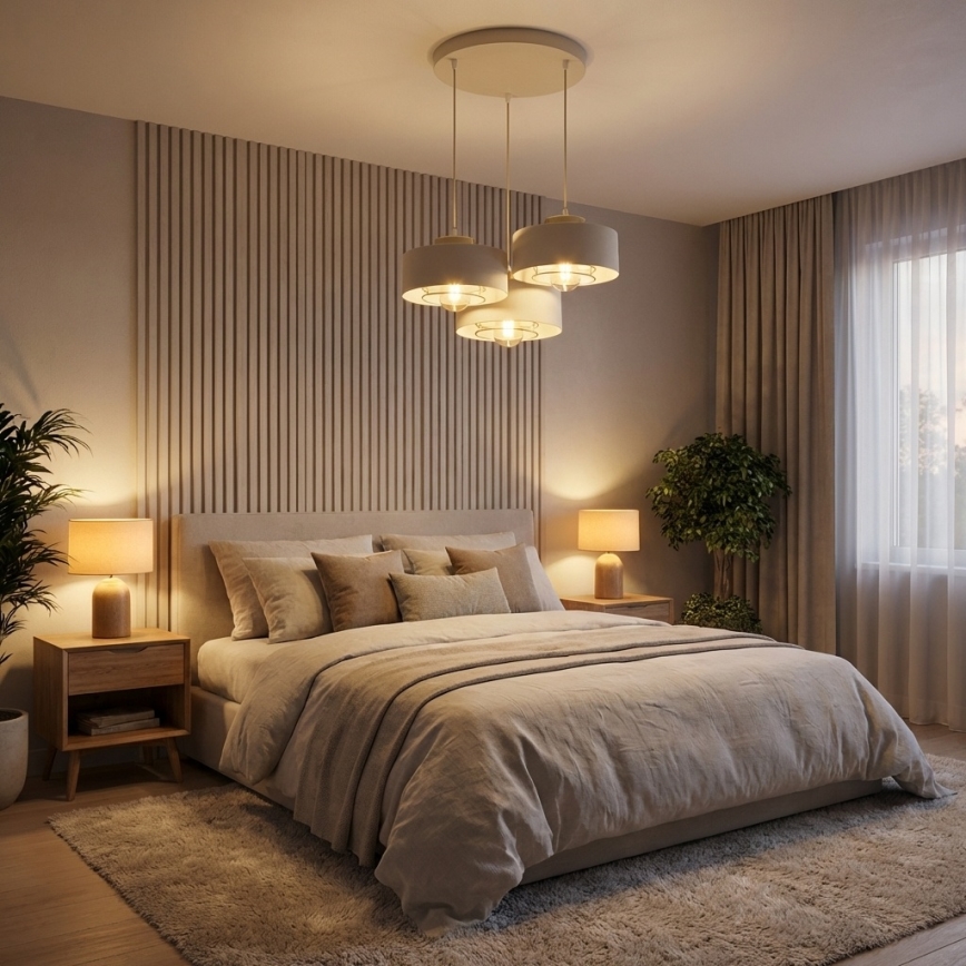 Brilagi - Pendelleuchte an Kabel SPRING 3xE27/60W/230V beige/gold
