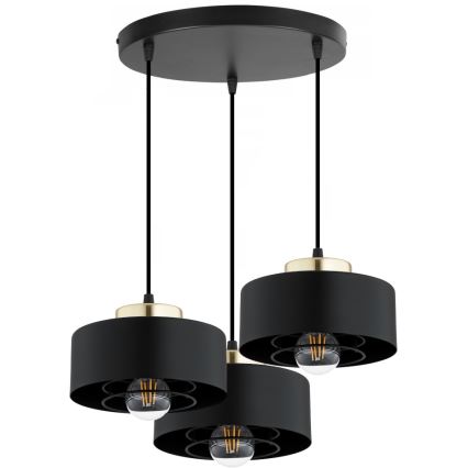 Brilagi - Pendelleuchte an Kabel SPRING 3xE27/60W/230V schwarz/gold