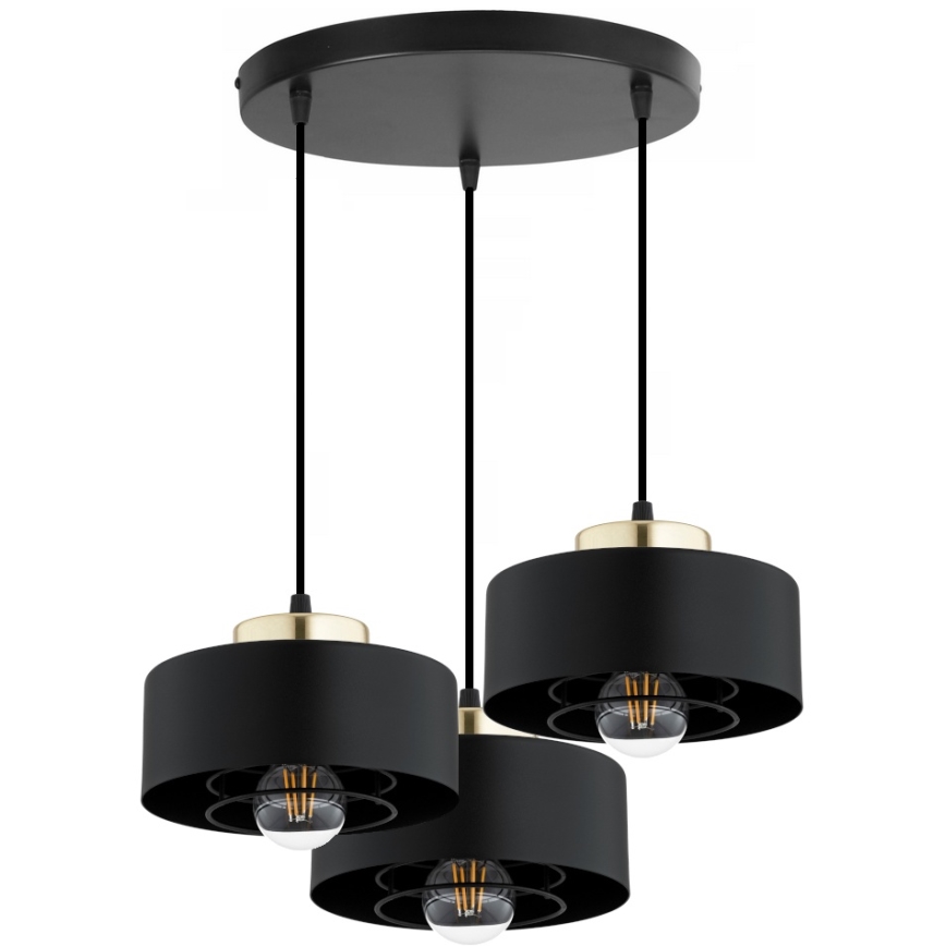 Brilagi - Pendelleuchte an Kabel SPRING 3xE27/60W/230V schwarz/gold
