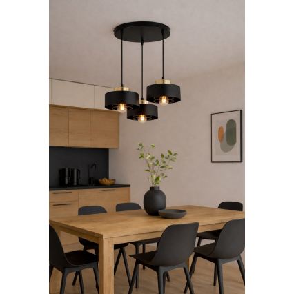 Brilagi - Pendelleuchte an Kabel SPRING 3xE27/60W/230V schwarz/gold