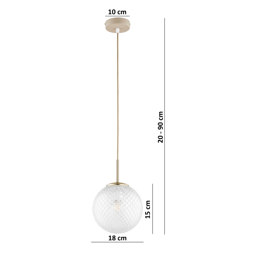 Brilagi - Pendelleuchte an Kabel STELLA 1xE27/60W/230V Ø 18 cm beige/gold
