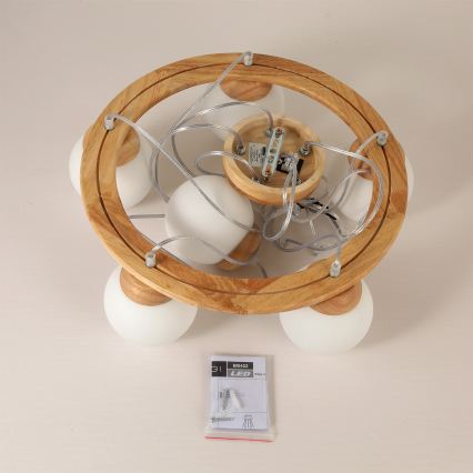 Brilagi - Pendelleuchte an Kabel VISBY WOOD 6xE27/60W/230V Ø 58 cm Holz