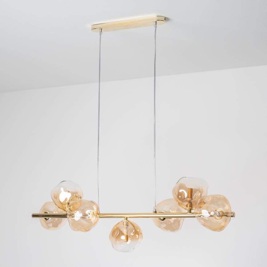 BRILAGI - Pendelleuchte an Kabel VULCANO 7xG9/8W/230V goldfarben/rauchbeige