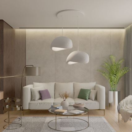 Brilagi - Pendelleuchte an Kabel WABI SABI 2xE27/40W/230V Durchmesser 60 cm weiß