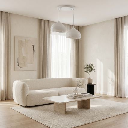 Brilagi - Pendelleuchte an Kabel WABI SABI 2xE27/40W/230V Ø 45 cm weiß