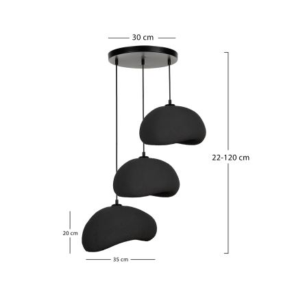 Brilagi - Pendelleuchte an Kabel WABI SABI 3xE27/40W/230V Ø 60 cm schwarz
