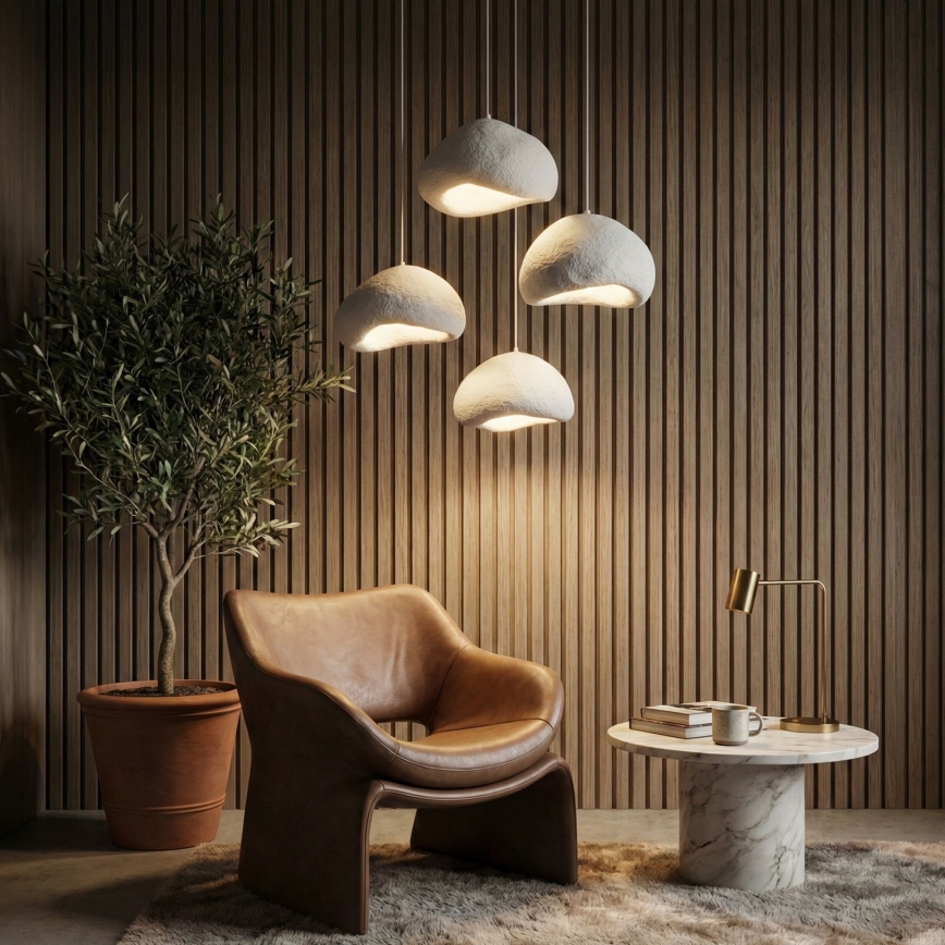 Brilagi - Pendelleuchte an Kabel WABI SABI 4xE27/40W/230V Ø 95 cm weiß