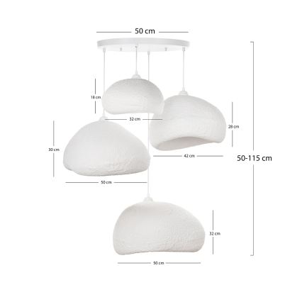 Brilagi - Pendelleuchte an Kabel WABI SABI 4xE27/40W/230V Ø 95 cm weiß