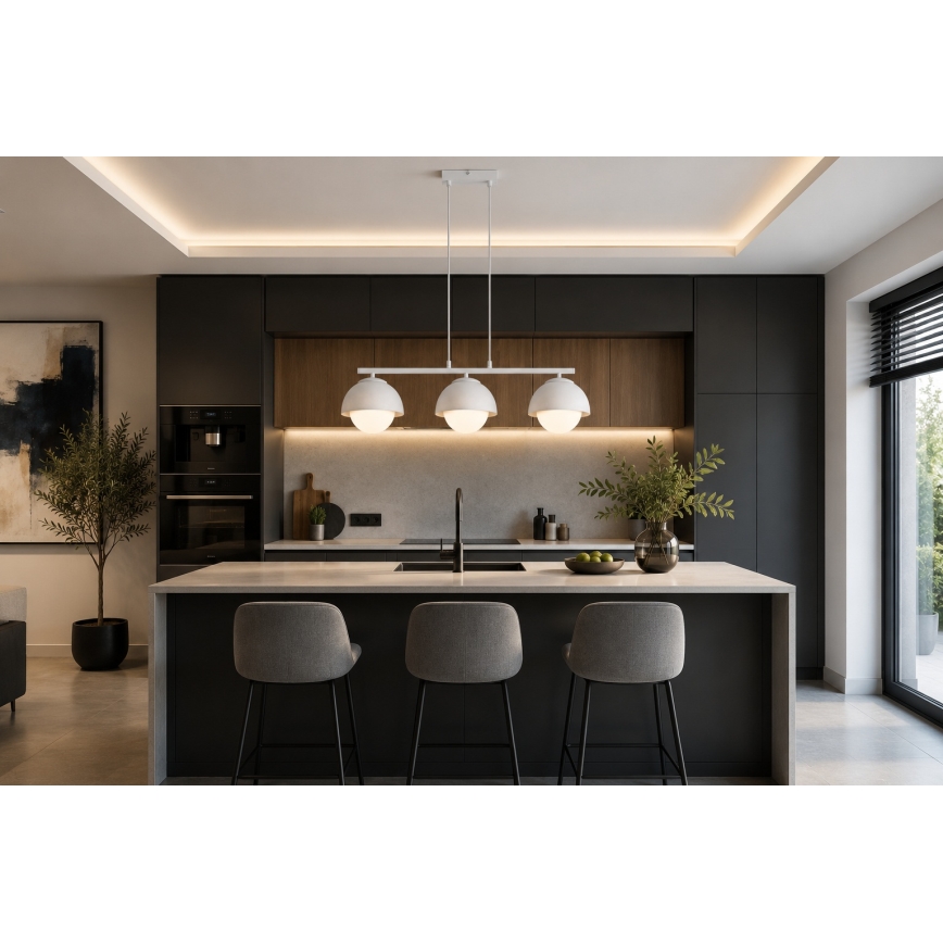 BRILAGI - Pendelleuchte an Stahlseil COSMO 3xE27/60W/230V weiß