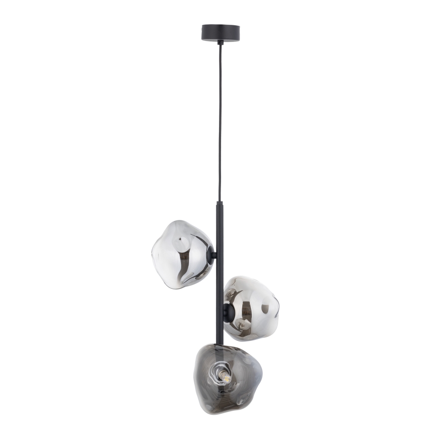 Brilagi - Pendelleuchte an Stahlseil VULCANO 3xG9/8W/230V schwarz/rauchschwarz