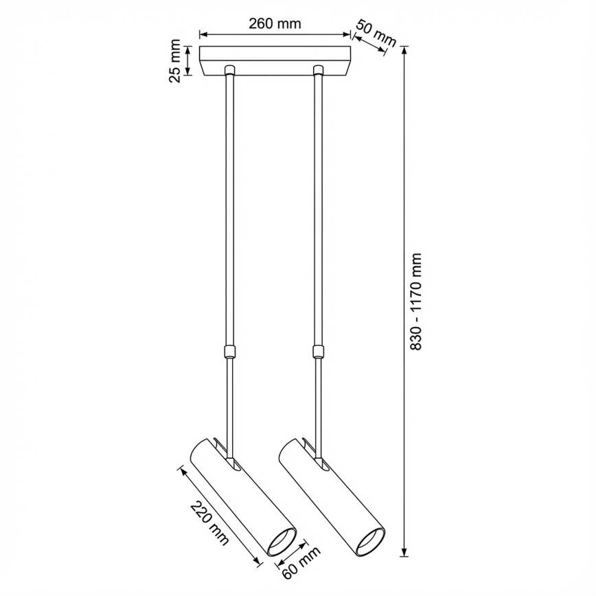 BRILAGI - Pendelleuchte an Stange SELE 2xGU10/30W/230V schwarz