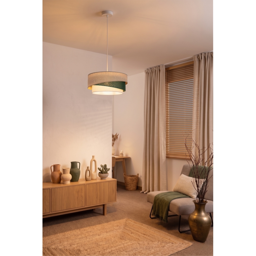 Brilagi - Pendelleuchte ARROW an Kabel 1xE27/60W/230V Ø 45 cm beige/grün/weiß
