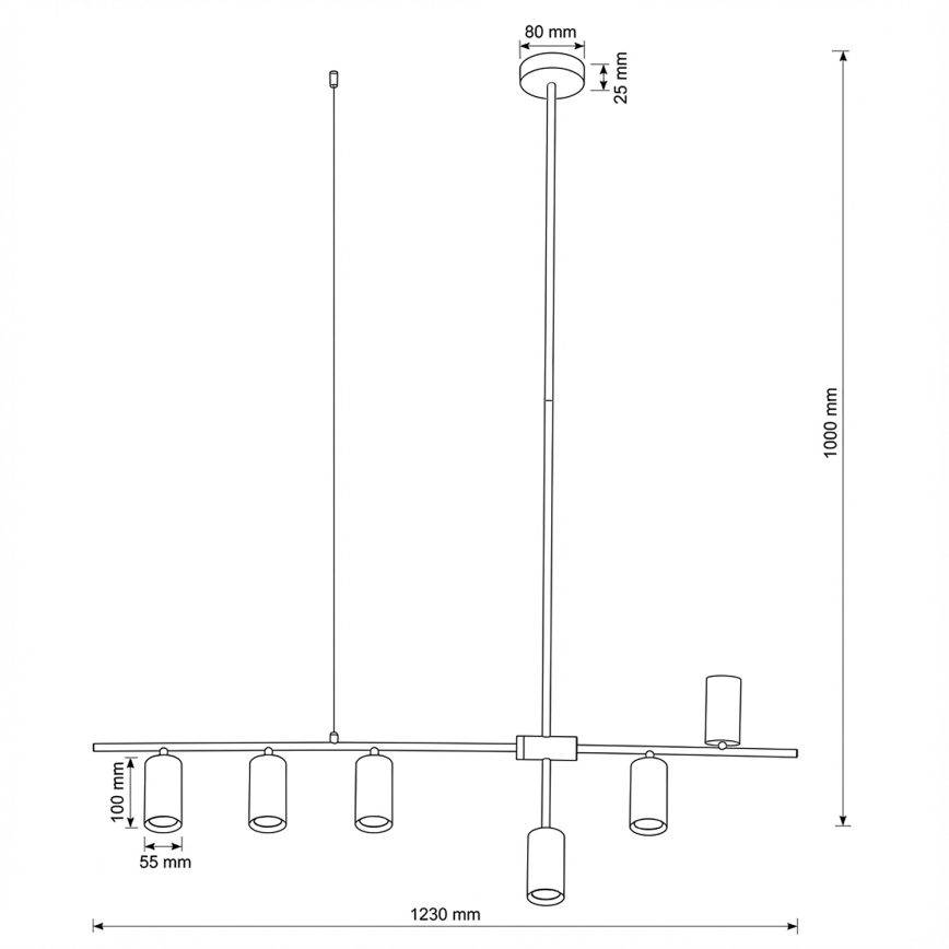 Brilagi - Pendelleuchte CRANE an Kabel, 6x GU10/30W/230V, schwarz