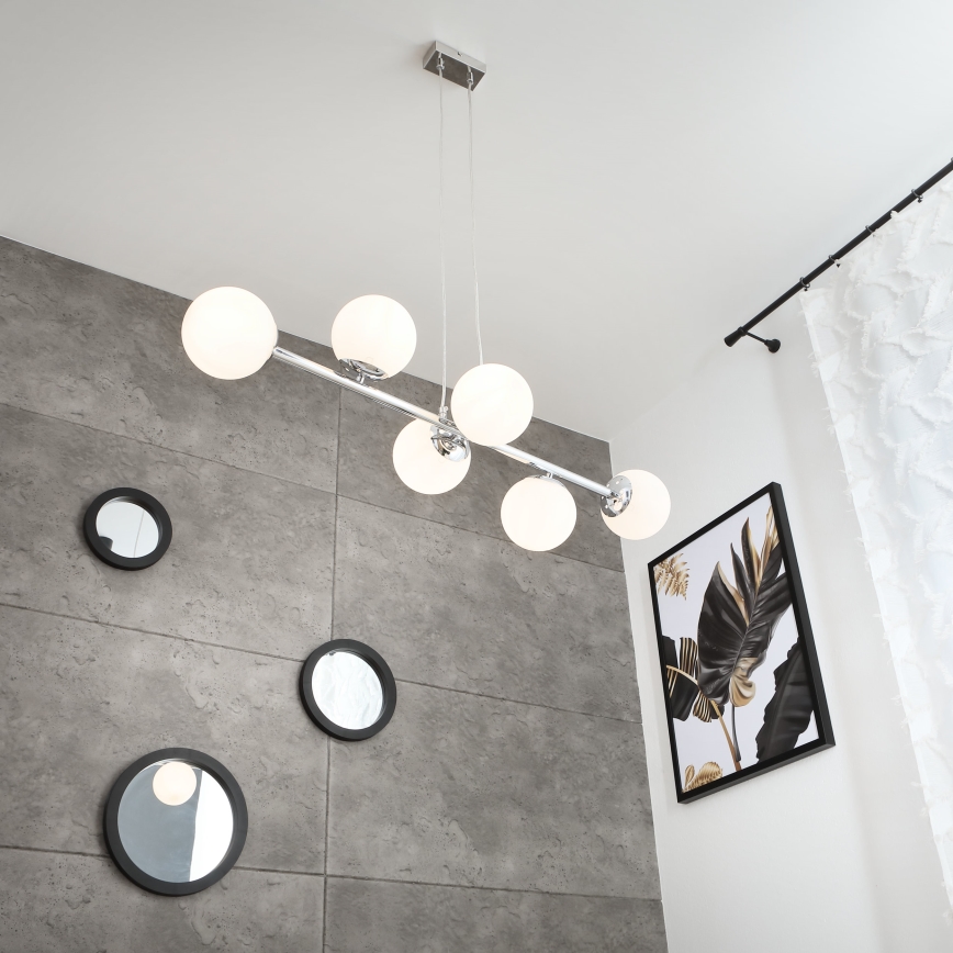 Brilagi - Pendelleuchte MALONY, mit Kabelaufhängung, 6xE14/20W/230V, glänzender Chrom