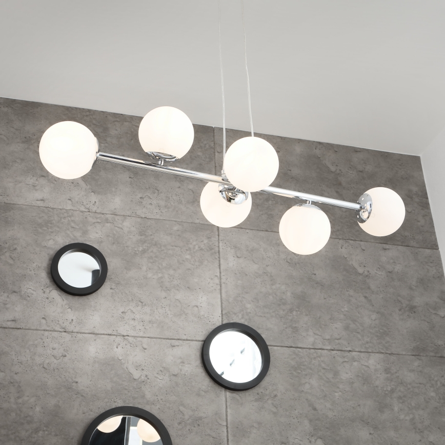 Brilagi - Pendelleuchte MALONY, mit Kabelaufhängung, 6xE14/20W/230V, glänzender Chrom