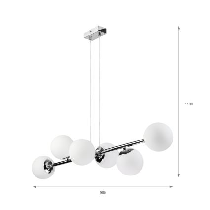 Brilagi - Pendelleuchte MALONY, mit Kabelaufhängung, 6xE14/20W/230V, glänzender Chrom