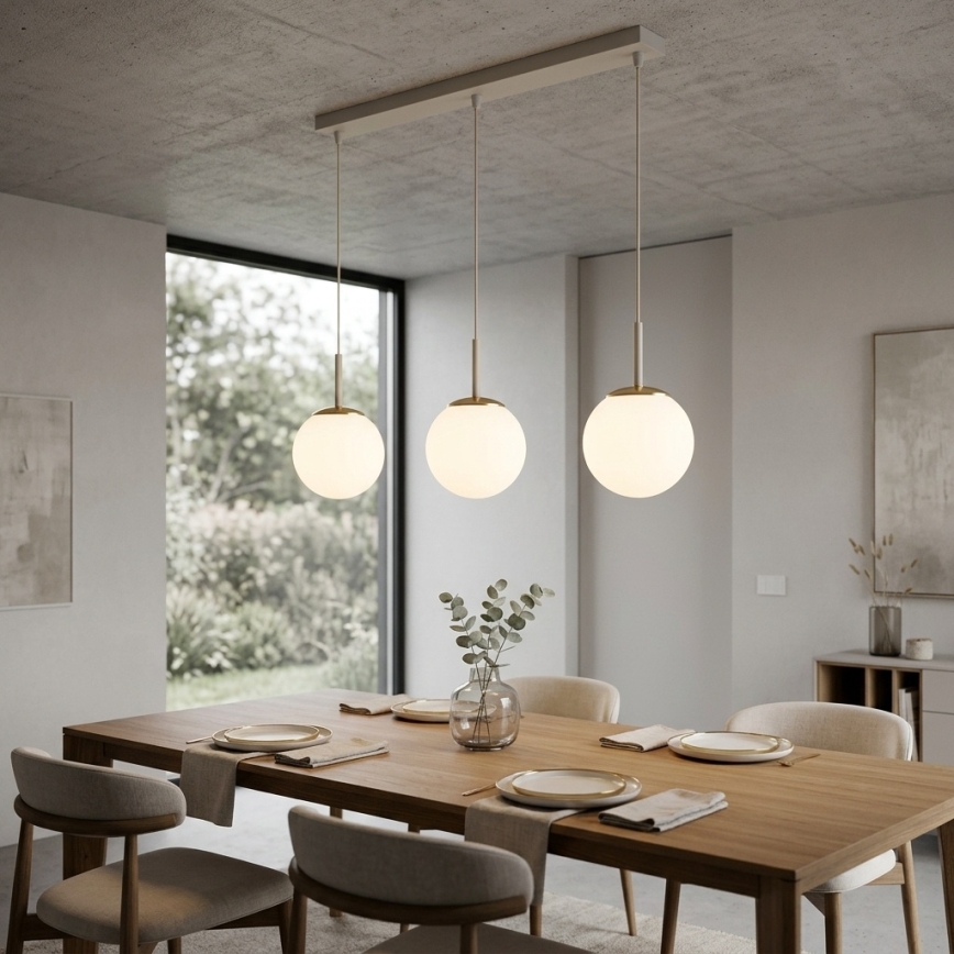 Brilagi - Pendelleuchte MILO mit Kabelaufhängung 3xE27/60W/230V beige/gold