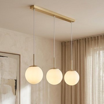 Brilagi - Pendelleuchte MILO mit Seilaufhängung 3xE27/60W/230V, gold
