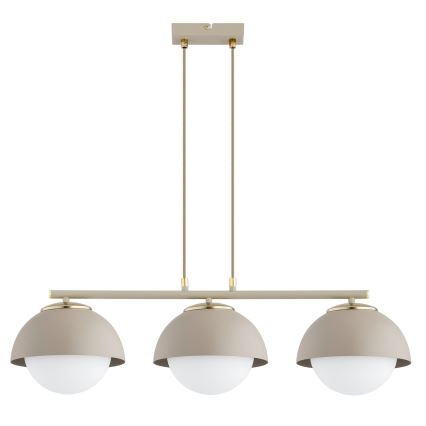 Brilagi - Pendelleuchte mit Drahtseil 3xE27/60W/230V beige/gold