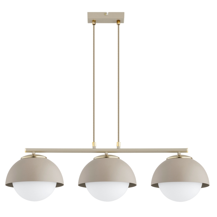 Brilagi - Pendelleuchte mit Drahtseil 3xE27/60W/230V beige/gold