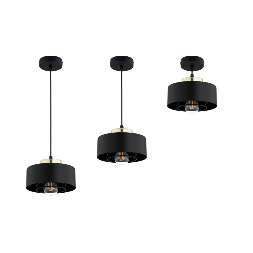 Brilagi - Pendelleuchte mit Kabel, 1× E27/60W/230V, Ø 20 cm, schwarz/gold