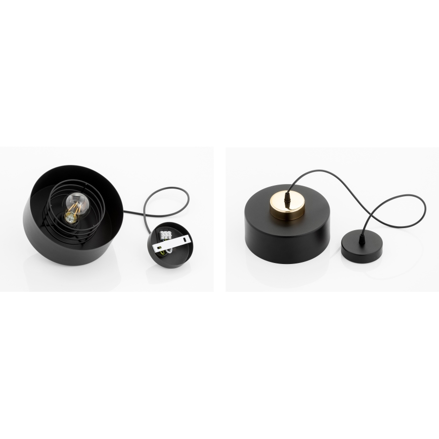 Brilagi - Pendelleuchte mit Kabel, 1× E27/60W/230V, Ø 20 cm, schwarz/gold