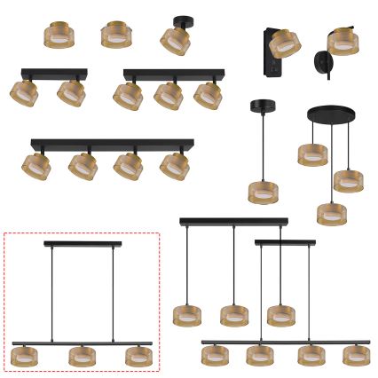 Brilagi - Pendelleuchte mit Kabel AURA LUX 3xGX53/30W/230V schwarz/gold