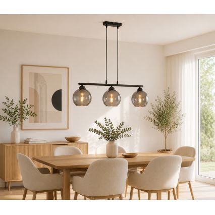 BRILAGI - Pendelleuchte mit Kabel DIOR 3xE27/60W/230V schwarz/rauchgrau