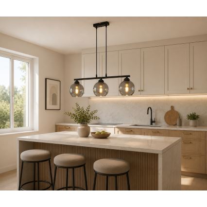 BRILAGI - Pendelleuchte mit Kabel DIOR 3xE27/60W/230V schwarz/rauchgrau