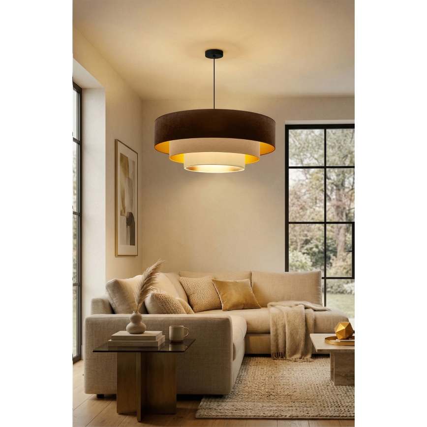 Brilagi - Pendelleuchte mit Kabel LUNETA 3xE27/60W/230V Ø 80 cm braun/beige/creme