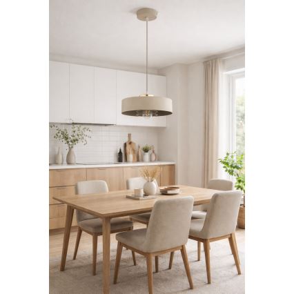 Brilagi - Pendelleuchte mit Kabel SPRING 1xE27/60W/230V Ø 30 cm Beige/Gold