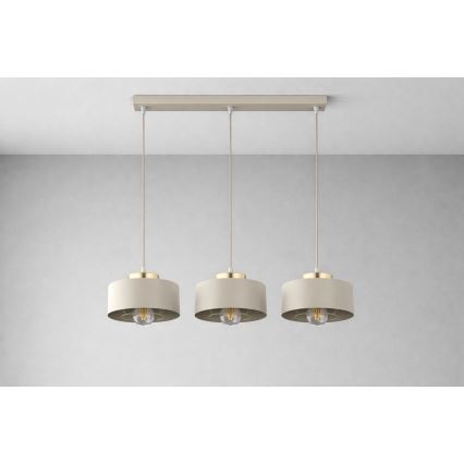 Brilagi - Pendelleuchte mit Kabel SPRING 3xE27/60W/230V beige/gold