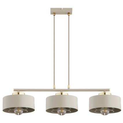 Brilagi - Pendelleuchte mit Kabel, SPRING 3xE27/60W/230V, beige/gold