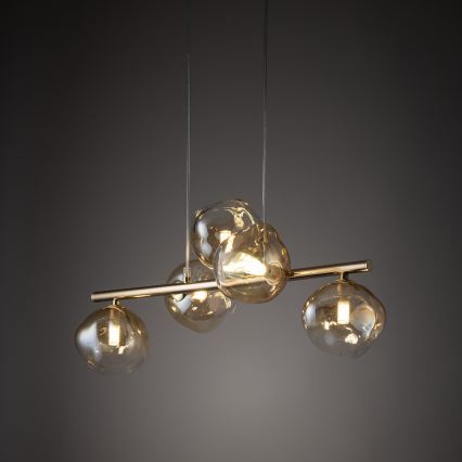 Brilagi - Pendelleuchte mit Kabel VULCANO 5xG9/8W/230V gold/rauchbeige