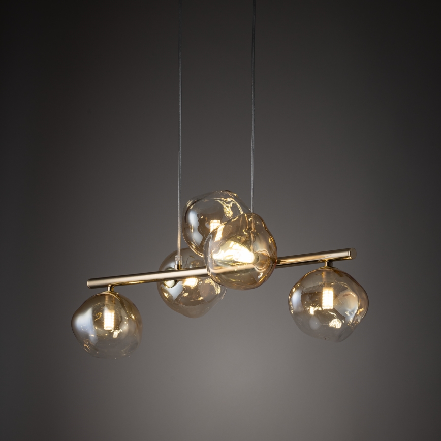 Brilagi - Pendelleuchte mit Kabel VULCANO 5xG9/8W/230V gold/rauchbeige