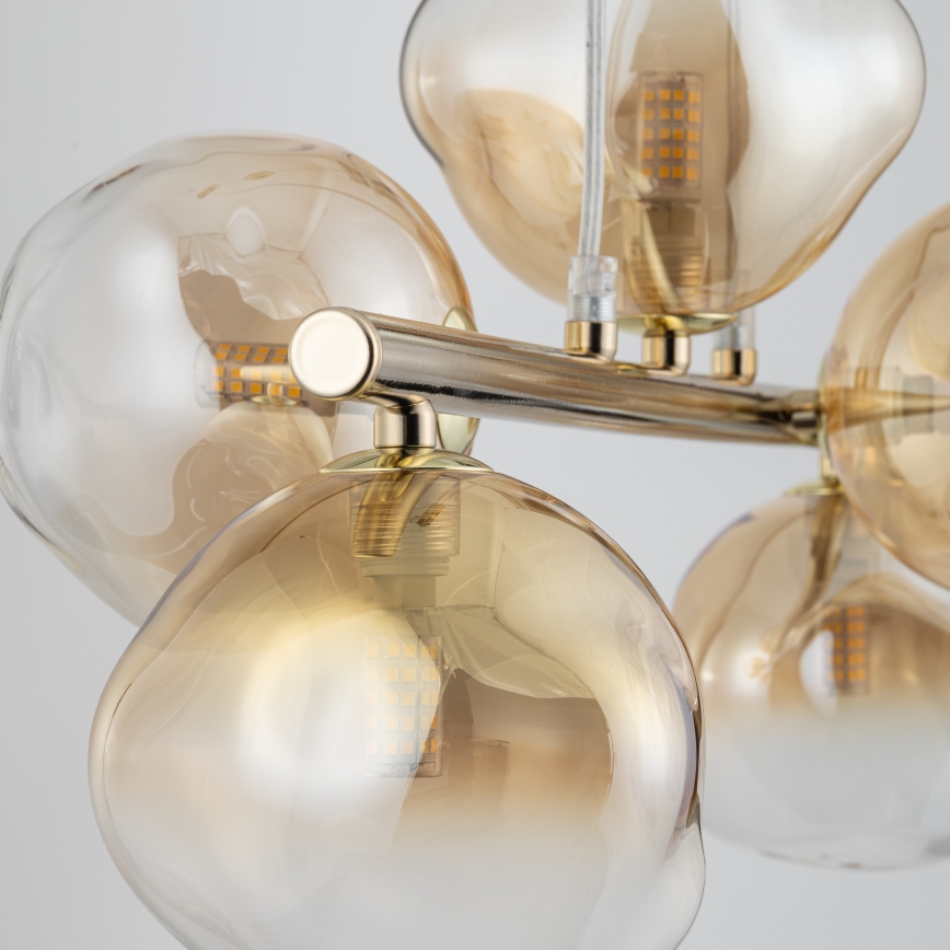 Brilagi - Pendelleuchte mit Kabel VULCANO 5xG9/8W/230V gold/rauchbeige