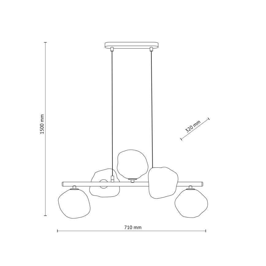 Brilagi - Pendelleuchte mit Kabel VULCANO 5xG9/8W/230V gold/rauchbeige