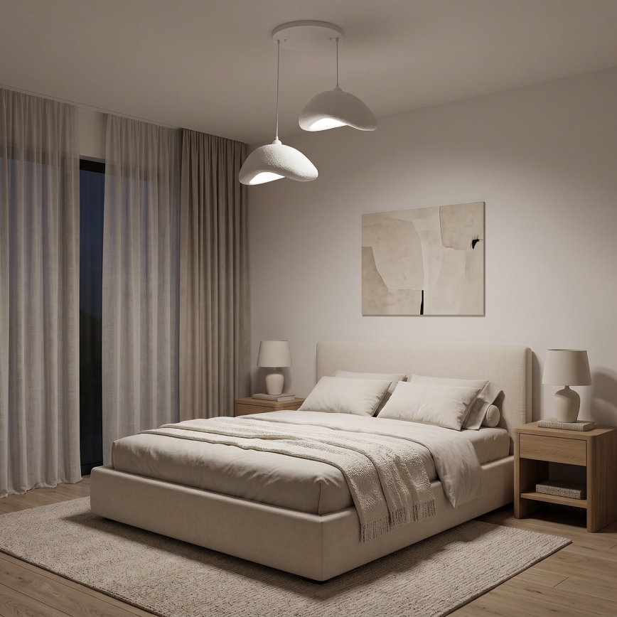 Brilagi - Pendelleuchte mit Kabel WABI SABI 2xE27/40W/230V Ø 74 cm weiß