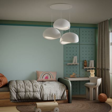 Brilagi - Pendelleuchte mit Kabel WABI SABI 3xE27/40W/230V Ø 60 cm weiß